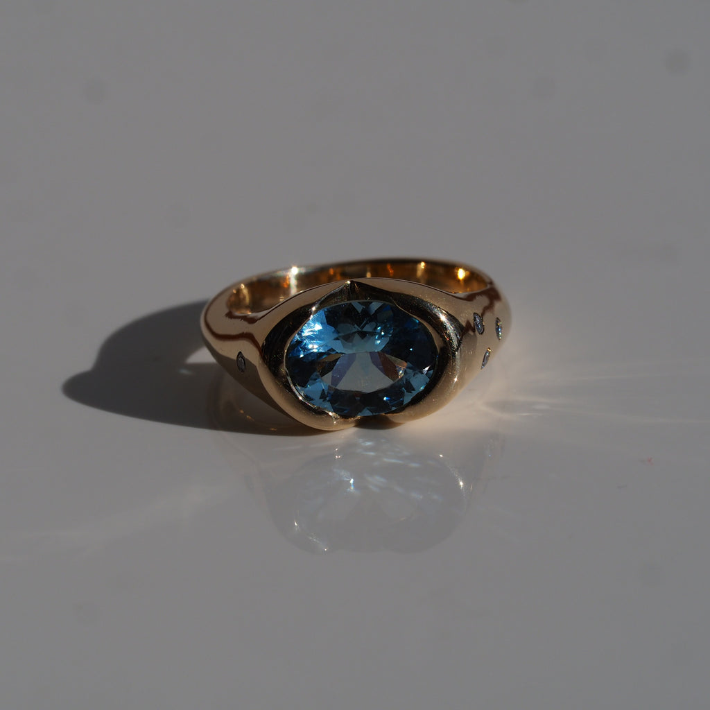Aquamarine with Ocean Diamonds Ring