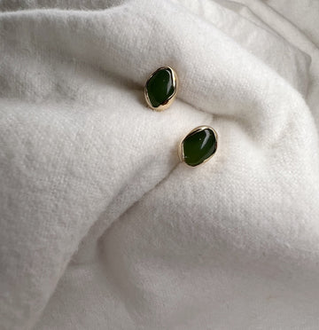 Kahurangi green stone earrings (small)