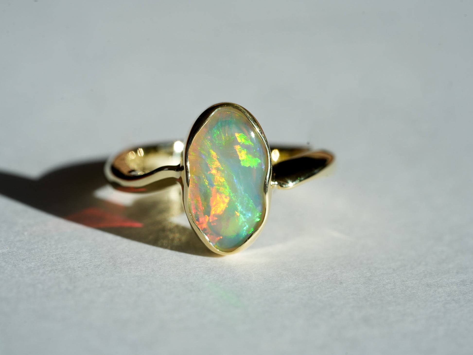 Rolling Flash Flagstone opal ring