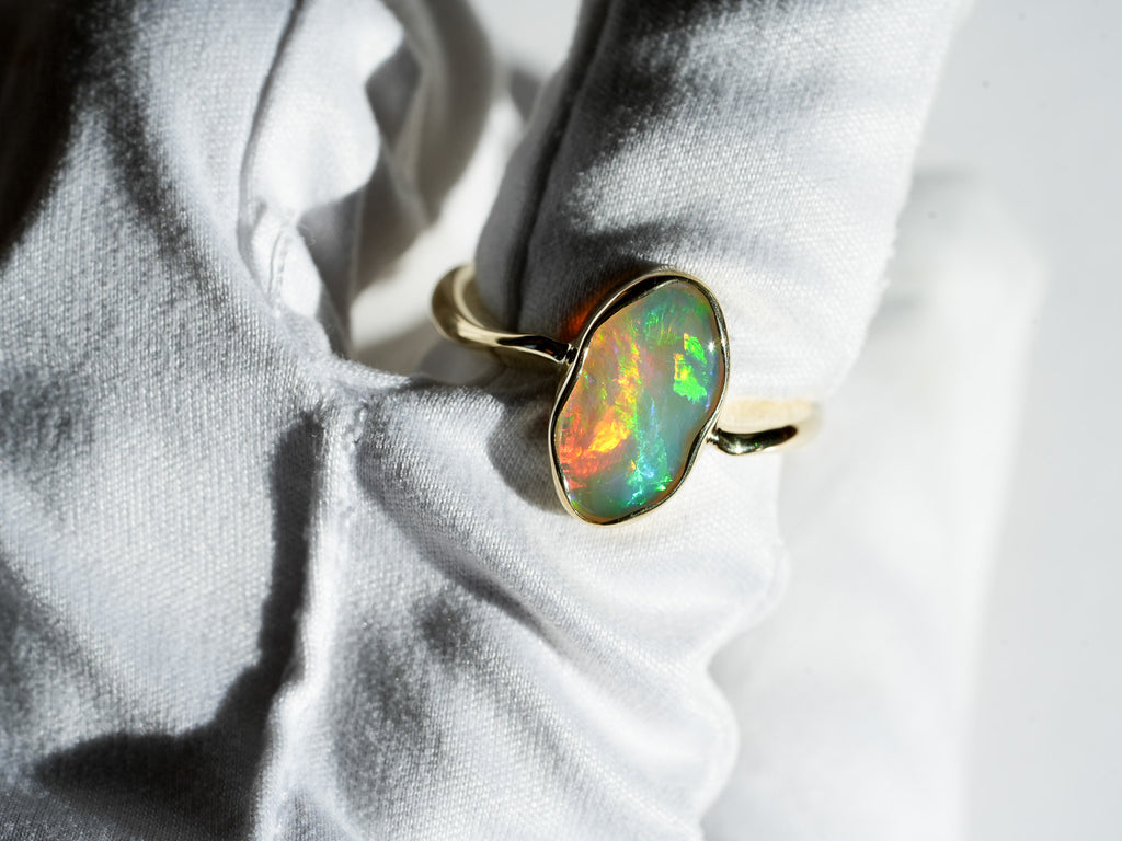 Rolling Flash Flagstone opal ring