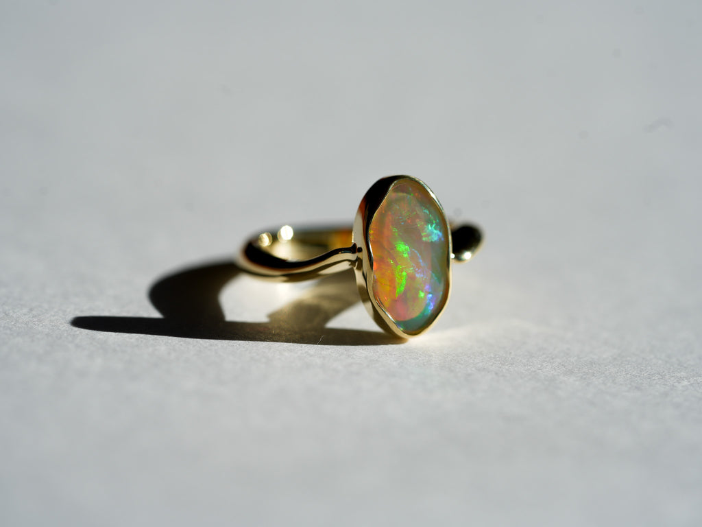 Rolling Flash Flagstone opal ring