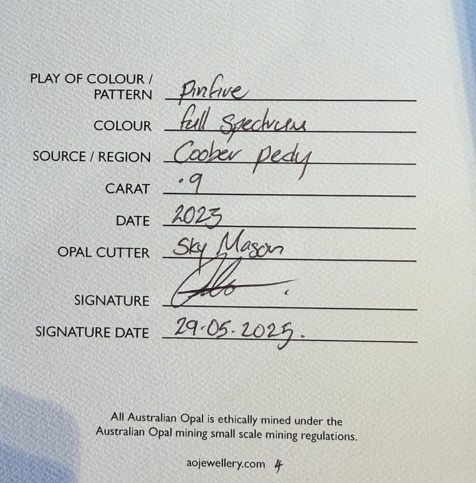 Pinfire Australian Opal